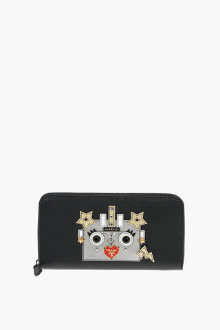 Saffiano Leather ROBOT Wallet with Metallic Decorations