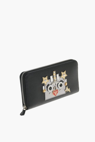 Saffiano Leather ROBOT Wallet with Metallic Decorations