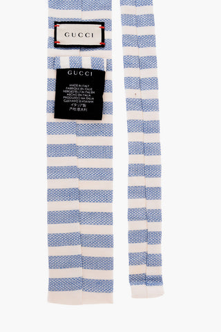 Striped Linen and Silk Square Tie