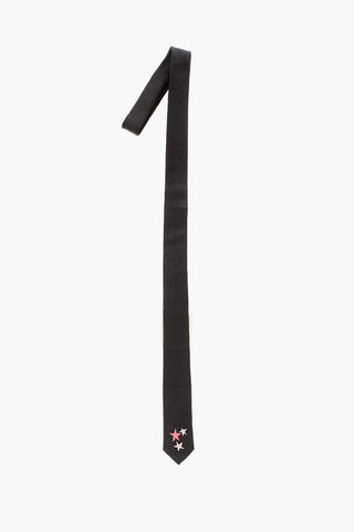 Cravatta Slim in Seta con Stampa Stella