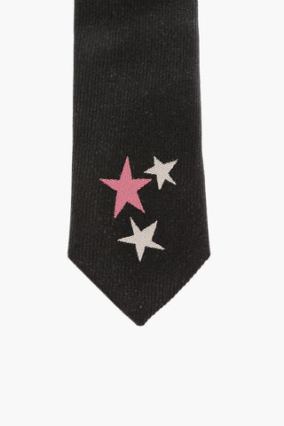 Cravatta Slim in Seta con Stampa Stella