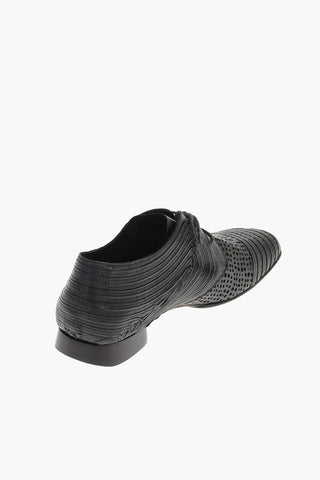 Lace-up Leather Derby Shoes With Square Toe