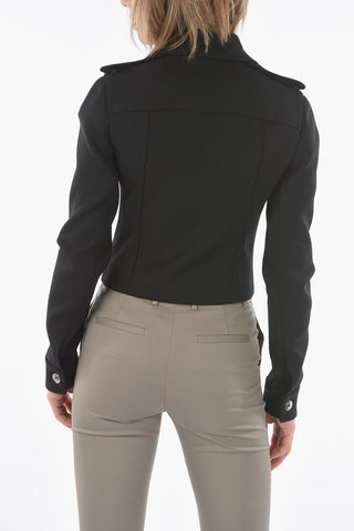 Wool Blend Overshirt With pockets And Visible Stitching