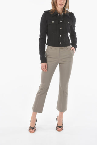 Wool Blend Overshirt With pockets And Visible Stitching