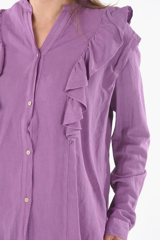 Corean Neck Blouse with Ruffles
