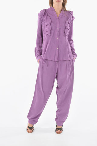 Corean Neck Blouse with Ruffles