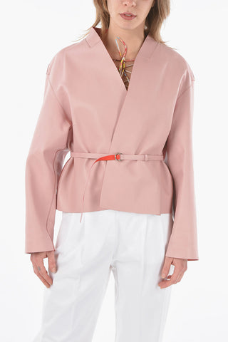1972 Giubbotto Open Front in Pelle Reversibile con Cintura