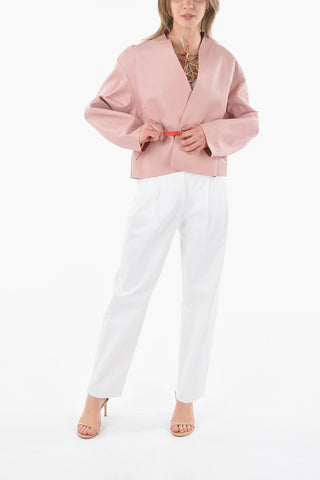 1972 Giubbotto Open Front in Pelle Reversibile con Cintura
