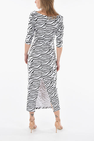 Animal Patterned FREYA Sheath Dress with Ruffled Design and Square Neck