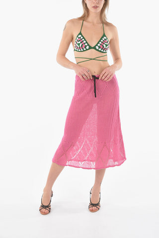 Flax Maxi Skirt with Perforated Details