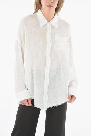 Solid Color Oversized Shirt with Breast Pocket