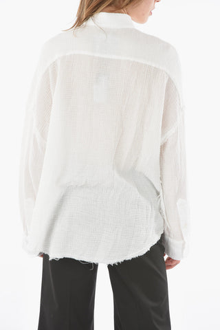 Solid Color Oversized Shirt with Breast Pocket