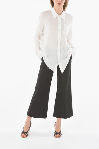 Solid Color Oversized Shirt with Breast Pocket