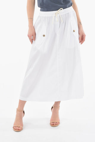 Drawstring Waist 4 Pockets Skirt