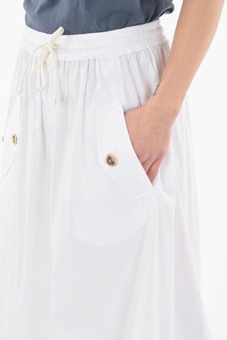 Drawstring Waist 4 Pockets Skirt