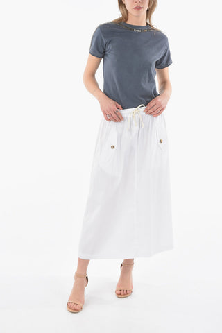Drawstring Waist 4 Pockets Skirt