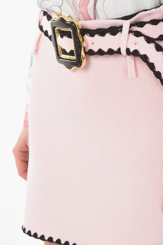 Knitted Miniskirt with Belt and Maxi Buckle