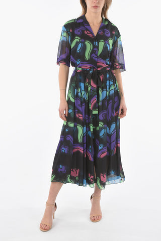 Patterned Shirt Dress with Belt