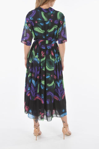 Patterned Shirt Dress with Belt