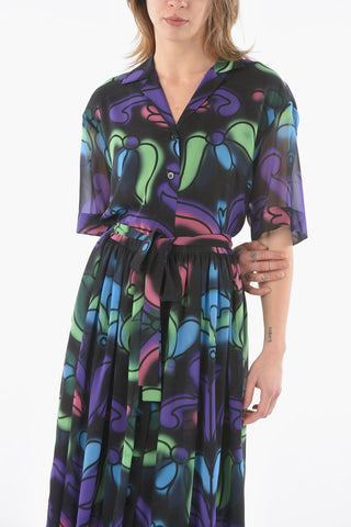 Patterned Shirt Dress with Belt