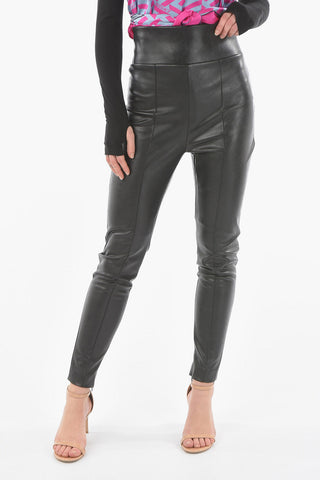 Leather High Waist Pants with Ankle Zip