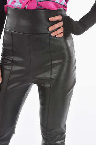 Leather High Waist Pants with Ankle Zip