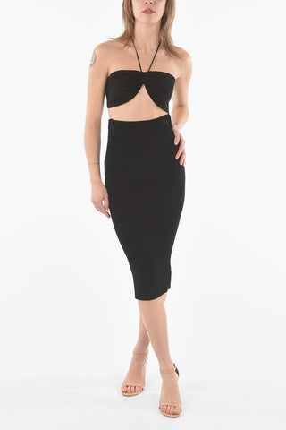 Ribbed Sheath Dress with Cut-Out Details