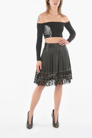 Crop Top SKULL a Maniche Lunghe con Strass All-Over