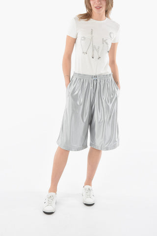 Shorts in Satin con Elastico in Vita