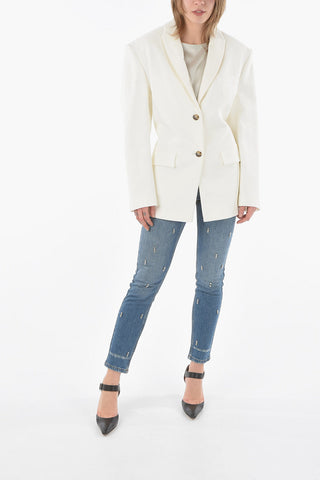 Contrasting Buttons JAFR Blazer with Gathering on the Back