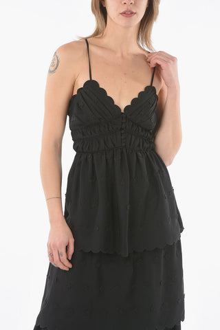 Sangallo Open Back Ruffled Midi Dress
