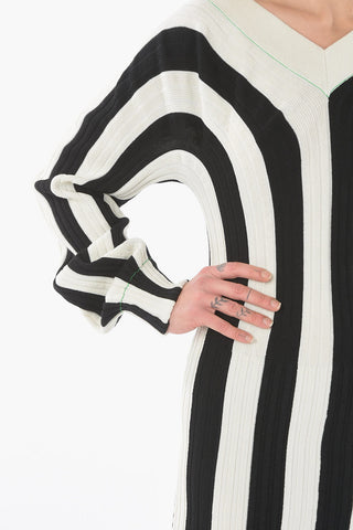 Striped Long Sleeve Asymmetrical Dress