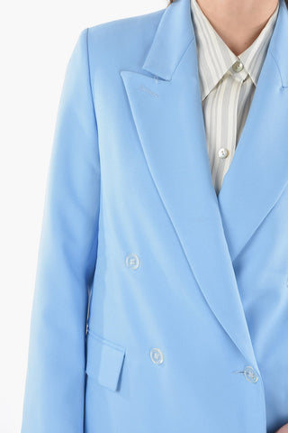 center vent peak lapel double-breasted blazer