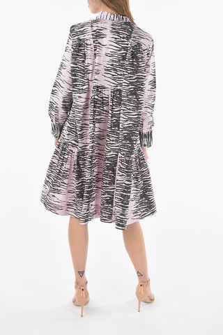 Animal Patterned Popeline Cotton Shirt Dress