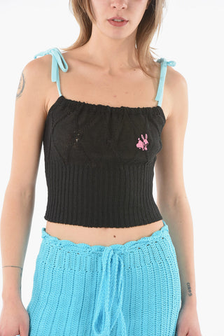 Argyle Crop Top with knotted Straps