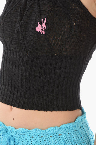 Argyle Crop Top with knotted Straps