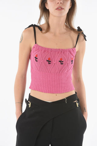Argyle Crop Top with knotted Straps