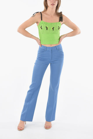 Virgin Wool Slim Fit Straight Pants