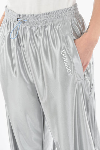 Pantaloni Jogger in Satin Tecnico con Coulisse alla Caviglia