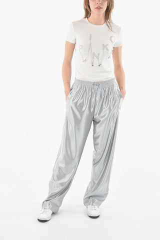Pantaloni Jogger in Satin Tecnico con Coulisse alla Caviglia