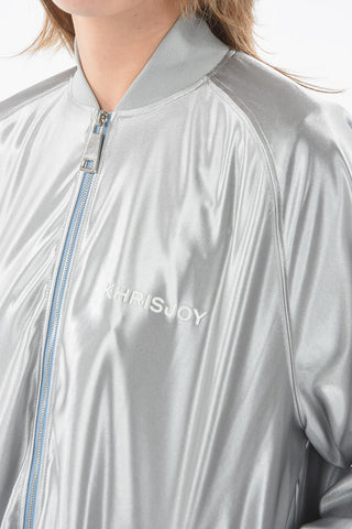 Felpa Track in Satin con Chiusura Zip