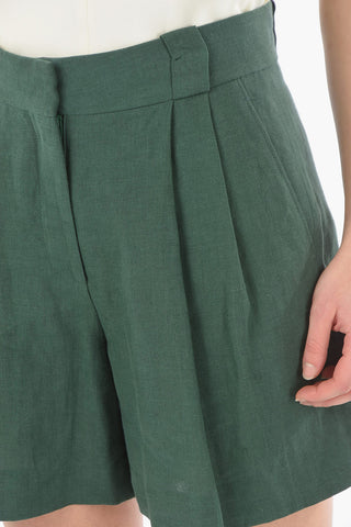 Shorts in Lino con Pinces