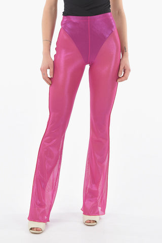 Laminated Mesh Fabric Boot Cut Leggings