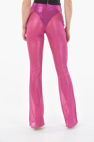 Laminated Mesh Fabric Boot Cut Leggings
