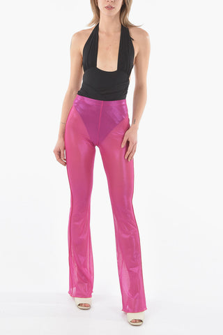 Laminated Mesh Fabric Boot Cut Leggings