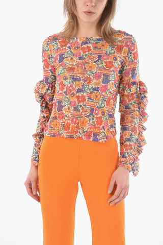Ruffle Lace Floral Printd Top