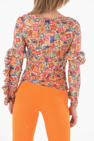Ruffle Lace Floral Printd Top