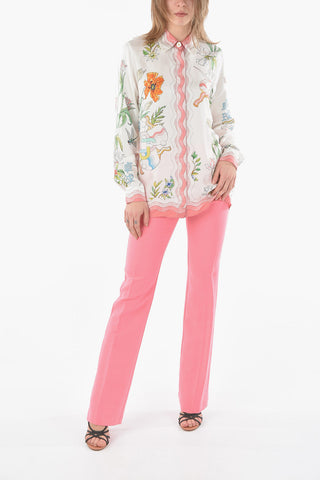 Blusa Tennis in Seta con Stampa Floreale 
