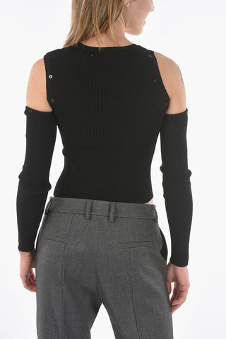 Maglia Cold-Shoulder con Top Interno Removibile