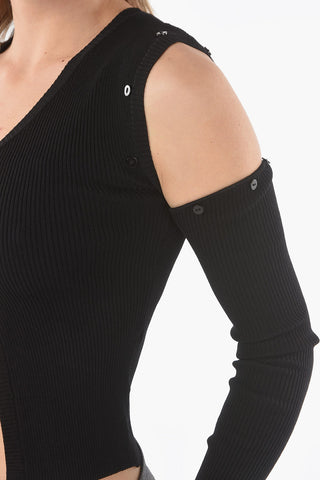 Maglia Cold-Shoulder con Top Interno Removibile